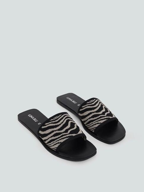 luna blu by westside fluid printed knit black slide