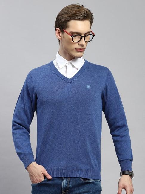 monte carlo powder blue cotton regular fit sweater