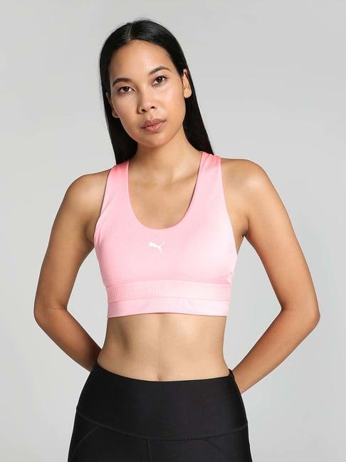 puma pink plain training bra