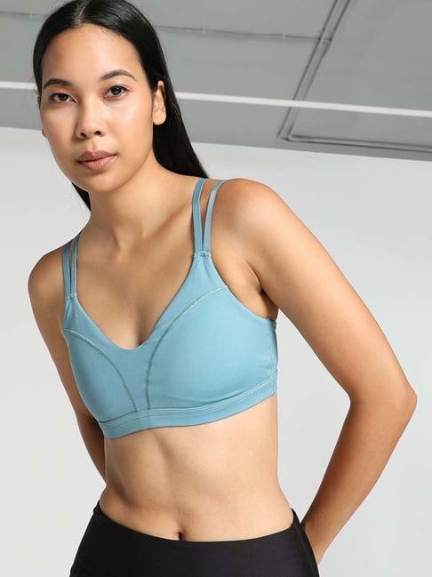 puma blue plain training bra