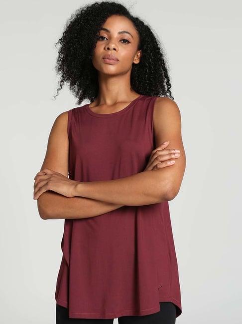 puma maroon relaxed fit yoga tank top