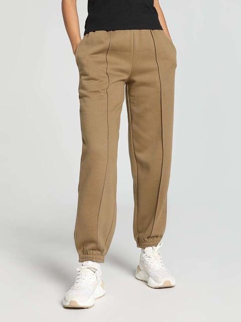 puma brown mid rise sweat pants