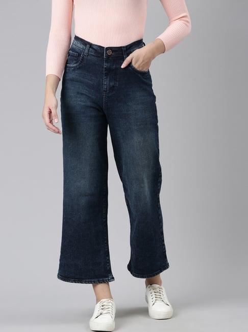 zheia blue cotton relaxed fit jeans