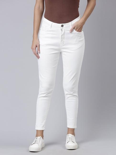 zheia white cotton skinny fit jeans