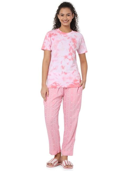 smarty pants pink tie - dye t-shirt with pyjamas