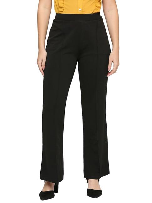 smarty pants black polyester flared fit high rise trousers