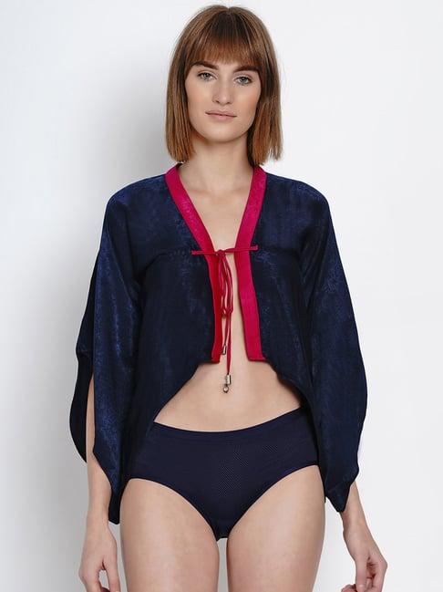 erotissch navy solid v neck robe