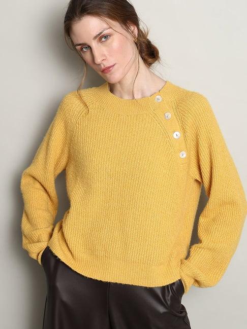 vero moda yellow self design pullover