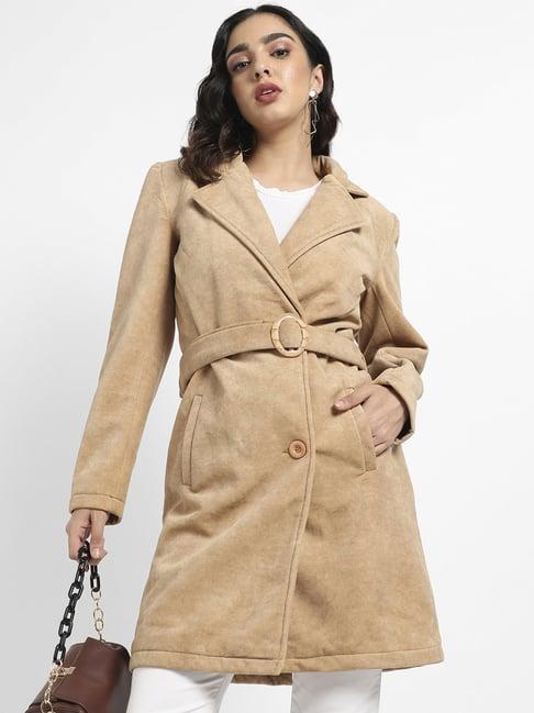 campus sutra beige cotton solid coat