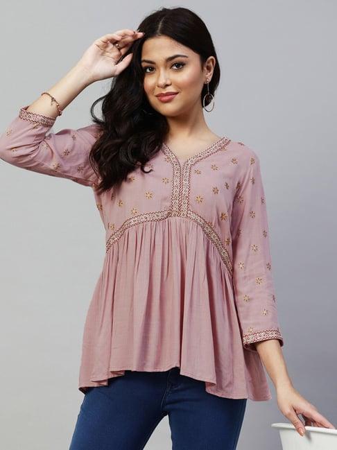 selvia pink embroidered top