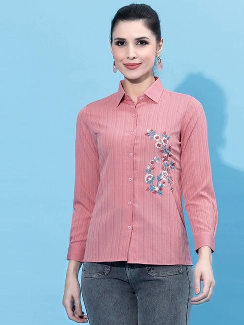 selvia pink embroidered shirt