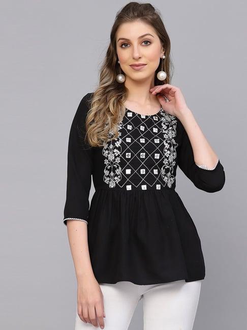 selvia black & white embroidered tunic