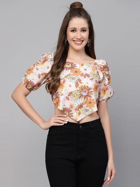 selvia multicolor floral print crop top