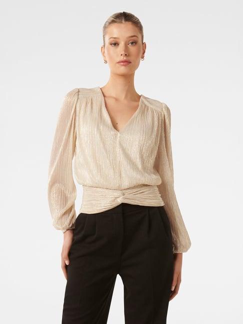 forever new beige embellished top