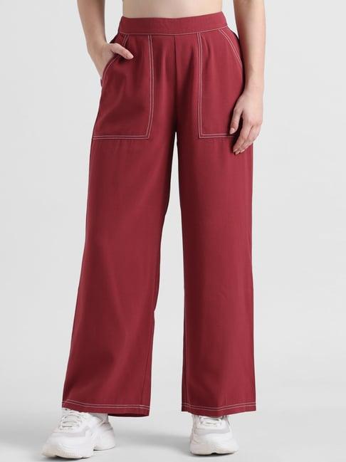 only maroon relaxed fit high rise pants