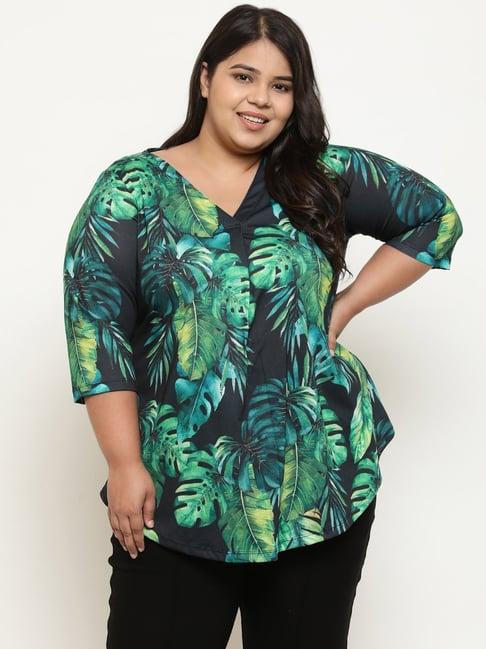 amydus black & green printed top