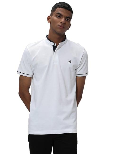 mufti white slim fit cotton t-shirt