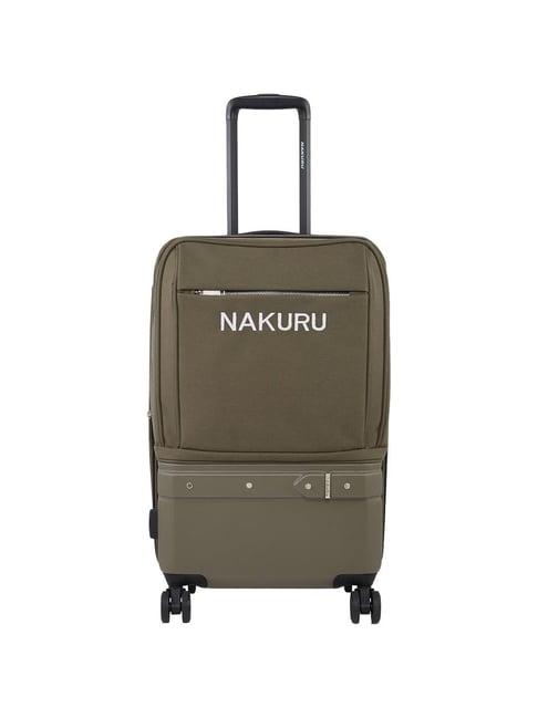 nakuru voyager army green solid soft medium trolley bag -24 cm