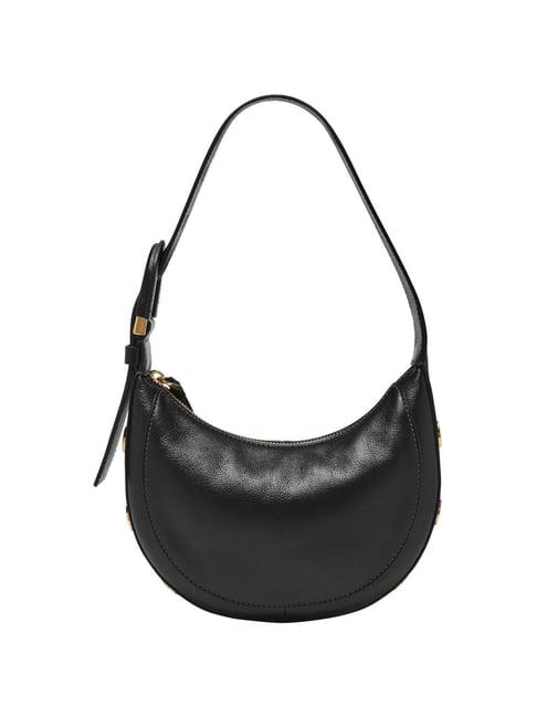 fossil harwell black solid medium hobo handbag