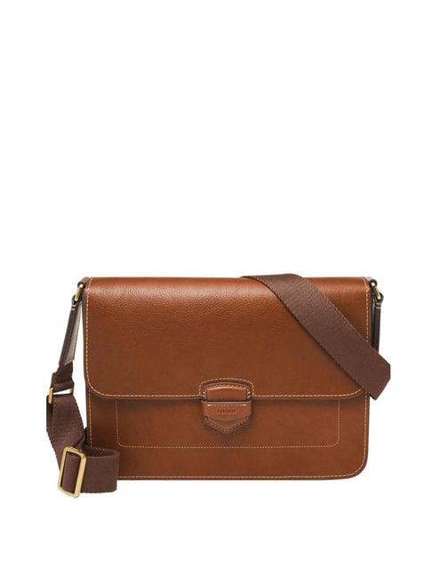 fossil lennox brown solid medium cross body bag