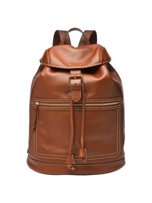 fossil fletcher brown leather medium backpack