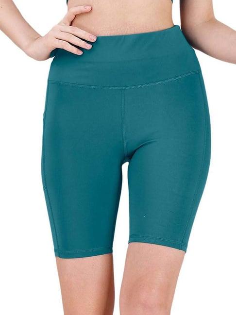 soie teal green high rise sports shorts