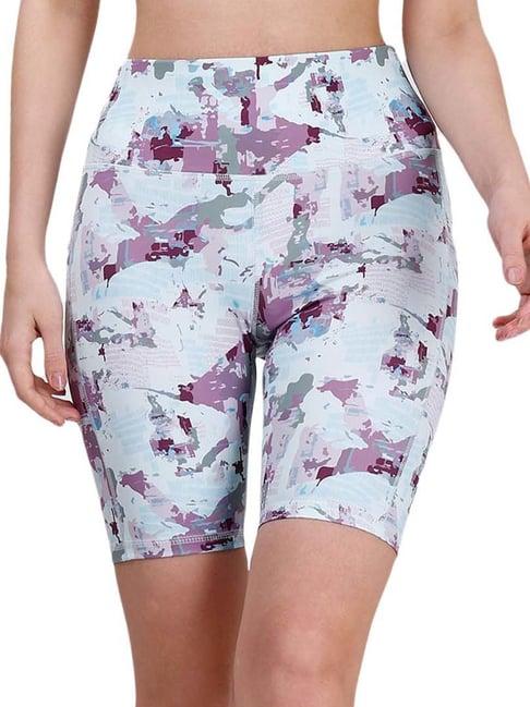 soie sky blue printed high rise sports shorts