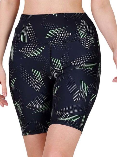 soie black printed high rise sports shorts