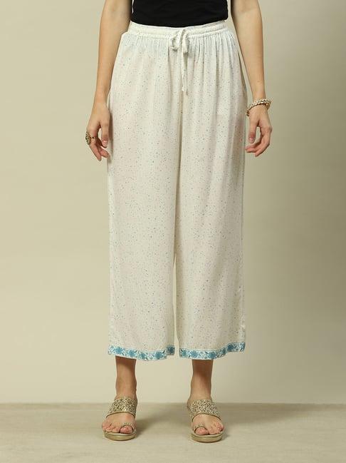 rangriti white & blue printed palazzos