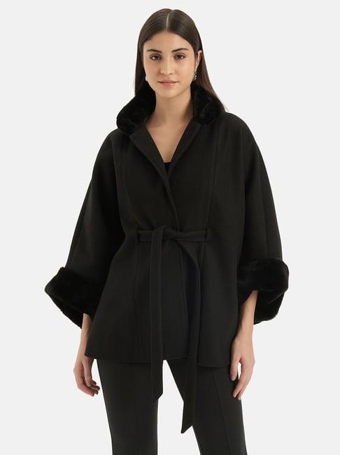 kazo black wool cape