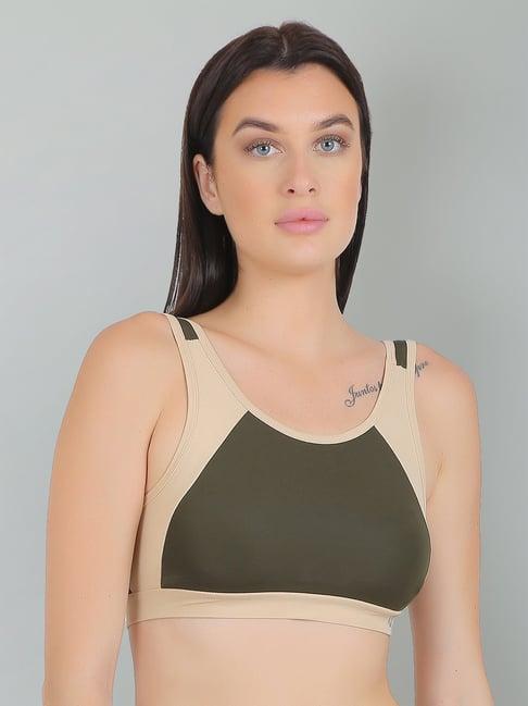 n-gal green & beige sports bra