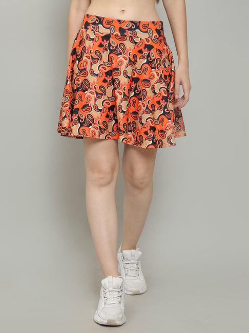 n-gal orange printed mini skirt