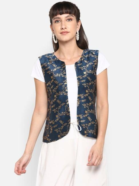 hangup navy jacquard pattern shrug