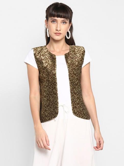 hangup brown jacquard pattern shrug