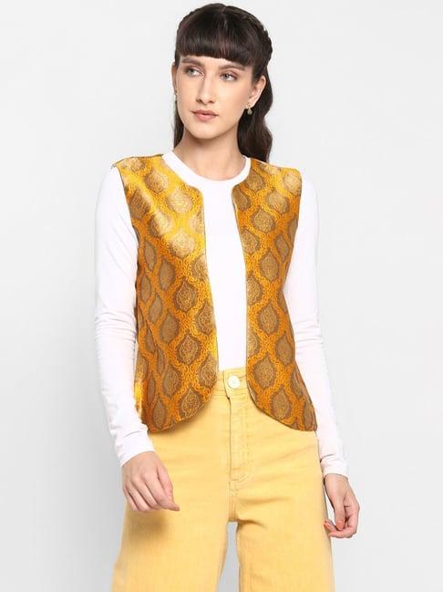 hangup yellow jacquard pattern shrug