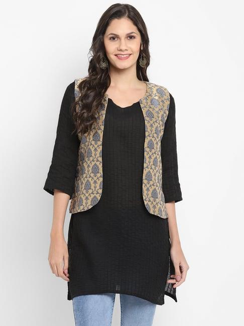 hangup beige jacquard pattern shrug