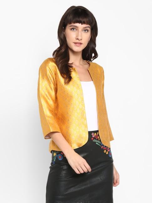 hangup yellow jacquard pattern shrug