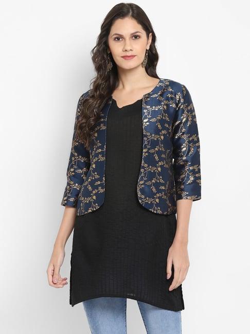 hangup navy jacquard pattern shrug