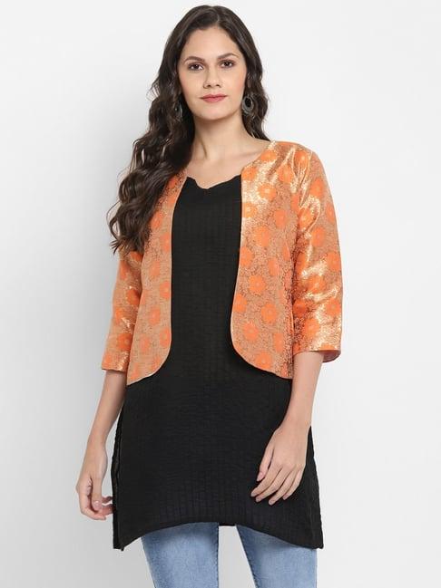 hangup orange jacquard pattern shrug