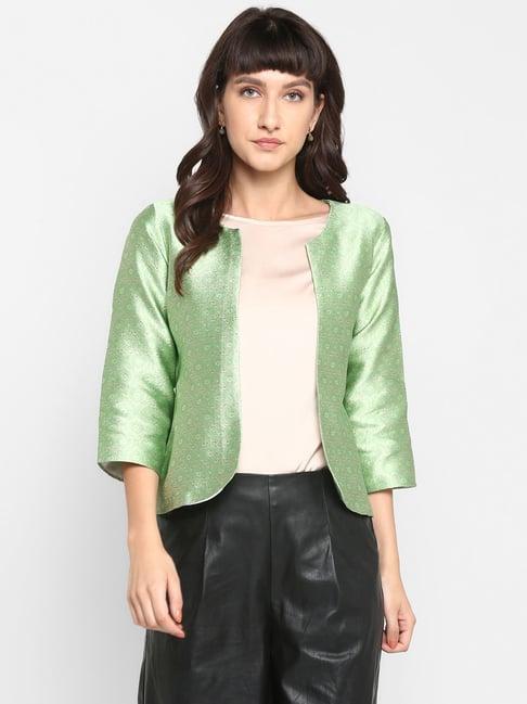 hangup green jacquard pattern shrug