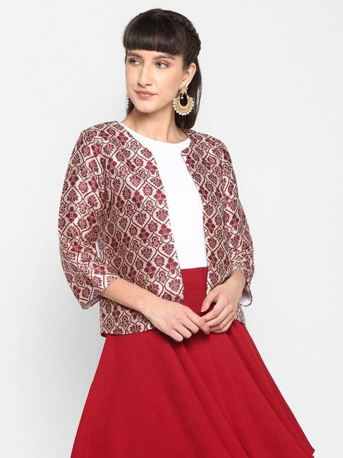 hangup maroon jacquard pattern shrug