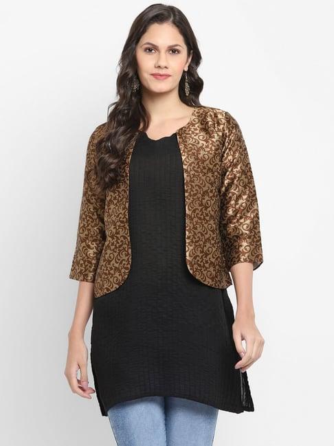 hangup brown jacquard pattern shrug