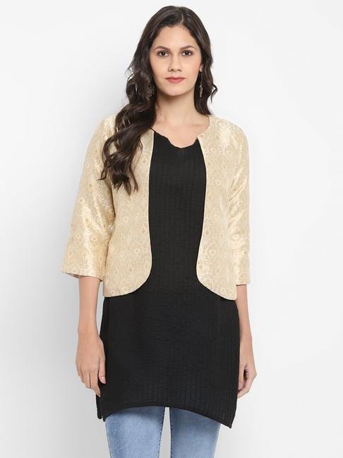 hangup beige jacquard pattern shrug