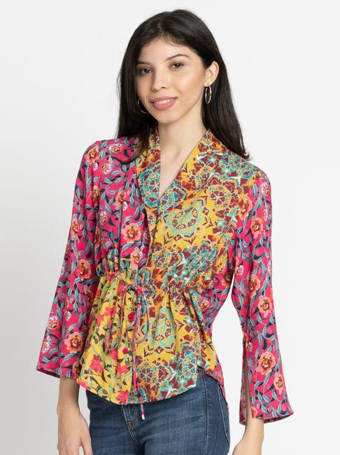 shaye multicolor viscose floral print shirt