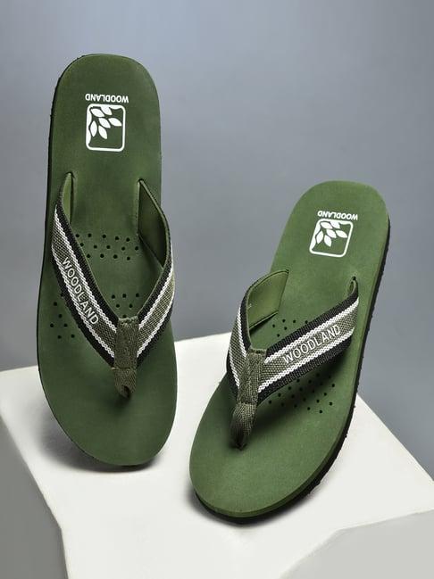 woodland men's olive flip flops