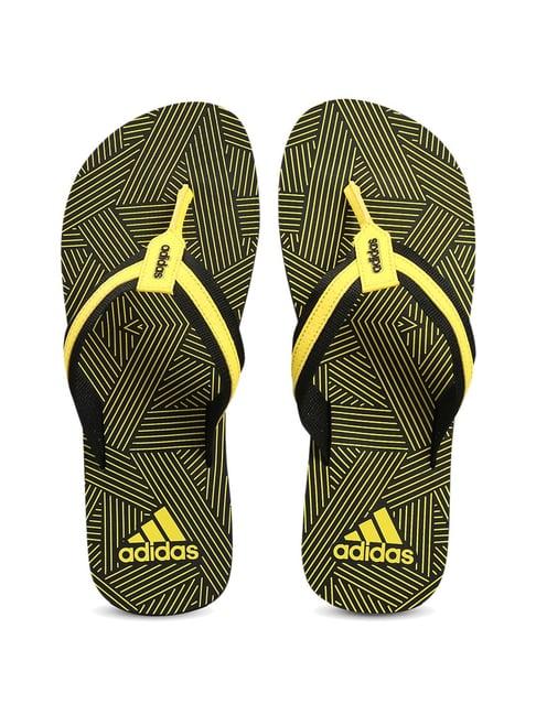 adidas men's hurtle yellow flip flops