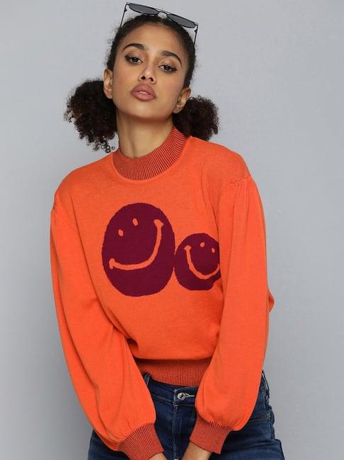 levi's orange self design pullover