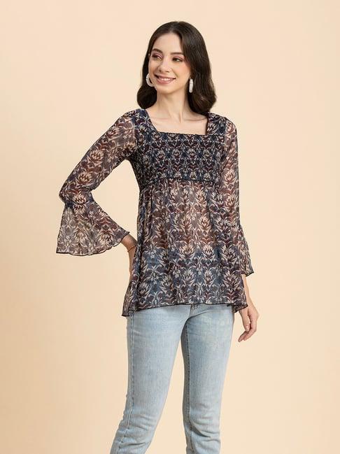 moomaya multicolor floral print top