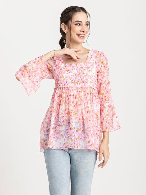 moomaya light pink floral print top