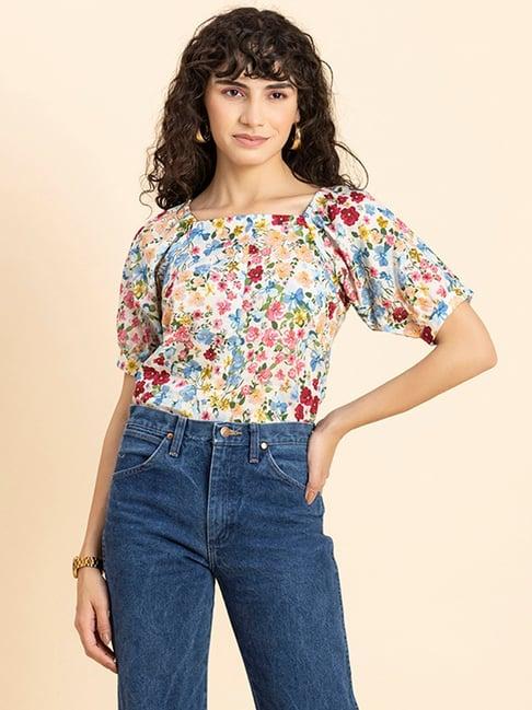 moomaya multicolor floral print top